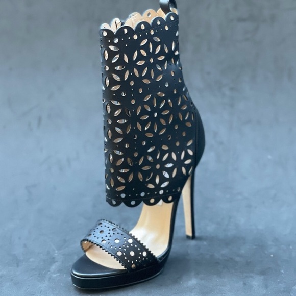 NWOT Oscar De La Renta x Sergio Rossi SEC Laser Cut Stiletto Bootie … - Picture 4 of 9